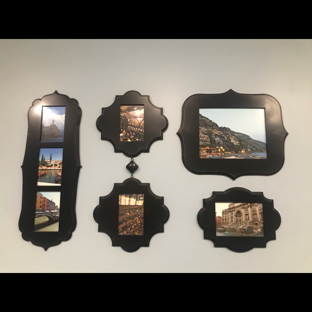 Set of 7 brushed copper frames, various sizes